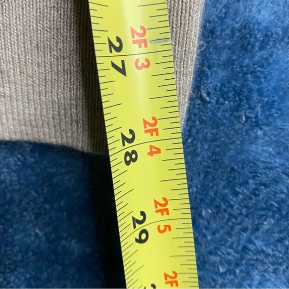 Banana Republic Softest Knit Tan Hoodie w Elbow Patches Merino Extra Fine Wool L - Picture 9 of 9